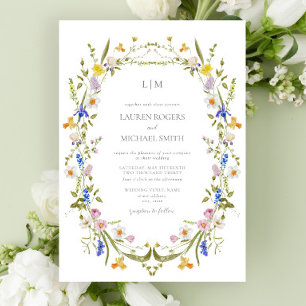 Colourful Vintage Garden Monogram Wedding Invitation