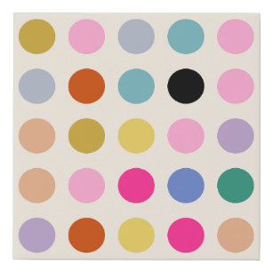 Colourful Vintage Geometric Dots Faux Canvas Print