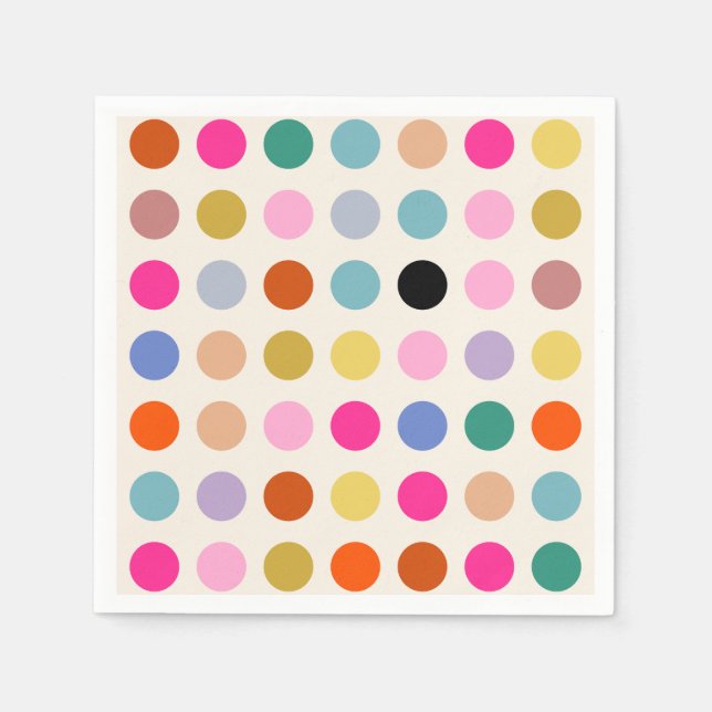 Colourful Vintage Geometric Dots Napkin (Front)