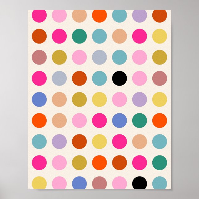 Colourful Vintage Geometric Dots Poster (Front)