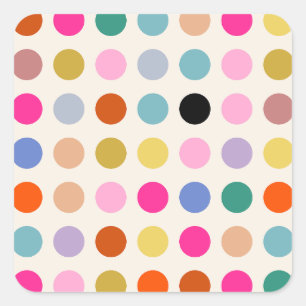Colourful Vintage Geometric Dots Square Sticker