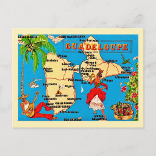 Colourful Vintage Guadeloupe Postcard
