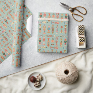Colourful Vintage Holiday Nutcracker Giftwrap Wrapping Paper