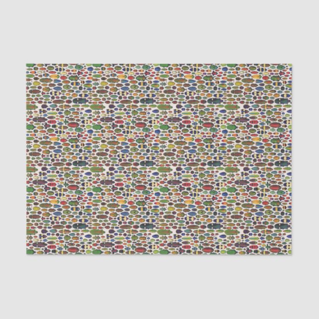 Colourful Vintage Illustrated Beetles Tissue Paper (Front)