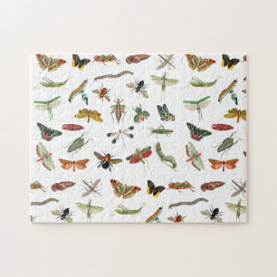 Colourful Vintage Insect Illustration Pattern  Jigsaw Puzzle