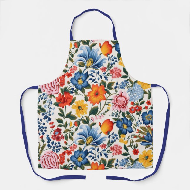 Colourful Vintage Inspired Floral Pattern  Apron (Front)