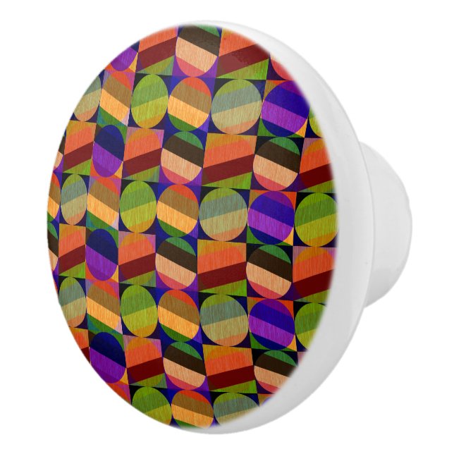 Colourful Vintage Inspired Pattern Ceramic Knob (Right)