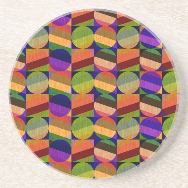 Colourful Vintage Inspired Pattern Coaster (Front)