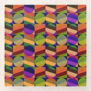 Colourful Vintage Inspired Pattern Glass Coaster