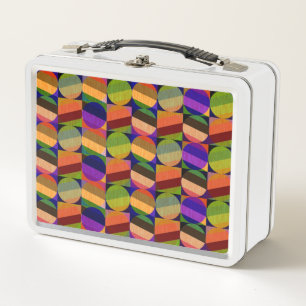 Colourful Vintage Inspired Pattern Metal Lunch Box