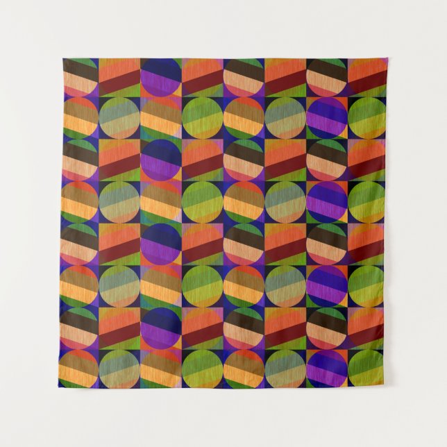 Colourful Vintage Inspired Pattern Tapestry (Front)