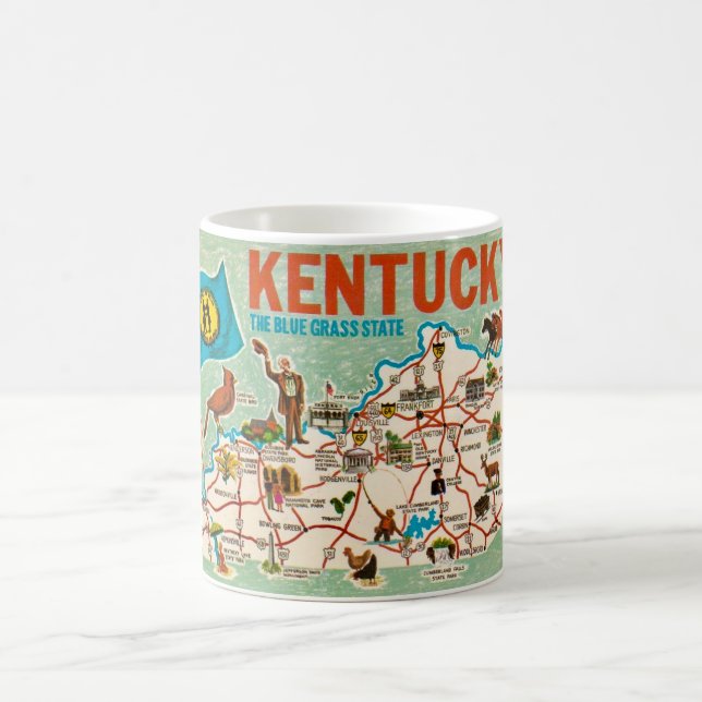 Colourful Vintage Kentucky Map Mug (Center)