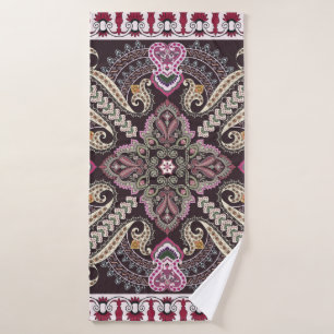 Colourful vintage mandala motifs seamless pattern bath towel