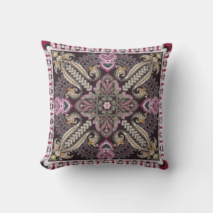 Colourful vintage mandala motifs seamless pattern cushion