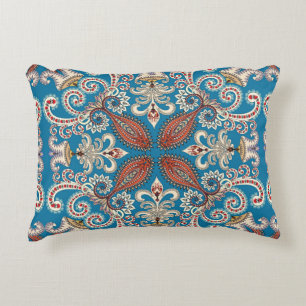 Colourful vintage mandala motifs seamless pattern decorative cushion