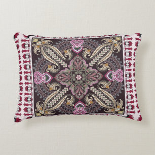 Colourful vintage mandala motifs seamless pattern decorative cushion