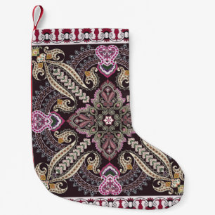 Colourful vintage mandala motifs seamless pattern small christmas stocking