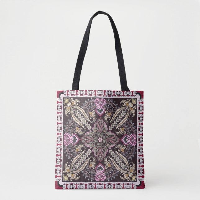 Colourful vintage mandala motifs seamless pattern tote bag (Front)