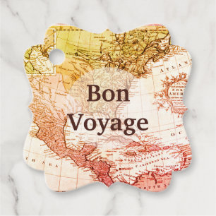 Colourful Vintage Map of North America Bon Voyage Favour Tags