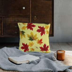 colourful vintage maple leaves no2 cushion
