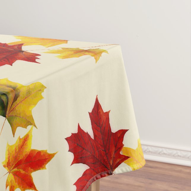 colourful vintage maple leaves tablecloth (In Situ)