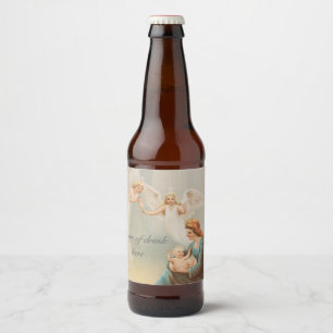 Colourful vintage Mary with baby Jesus Beer Bottle Label
