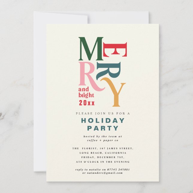 Colourful vintage merry and bright Christmas party (Front)