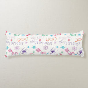 Colourful vintage merry christmas pattern body cushion