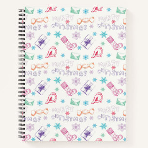 Colourful vintage merry christmas pattern notebook