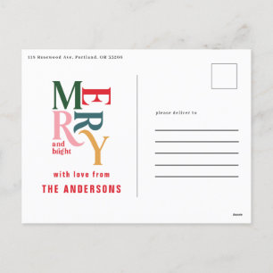 Colourful vintage merry chritsmas announcement 