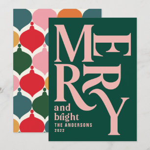 Colourful vintage merry chritsmas announcement