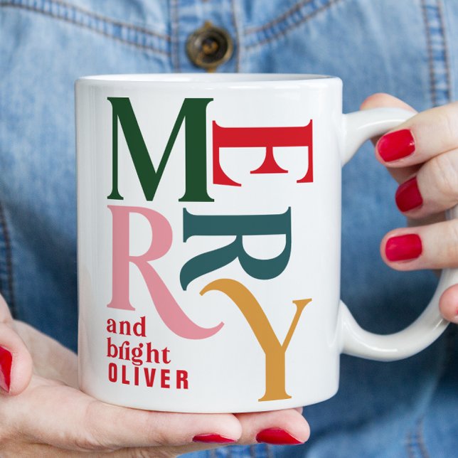 Colourful vintage merry chritsmas favour gift mug (Creator Uploaded)