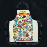 Colourful Vintage Michigan Map Apron<br><div class="desc">A wonderful vintage,  colourfully illustrated postcard map of the State of Michigan we have repurposed on a great apron for the kitchen or outdoor barbeque!</div>
