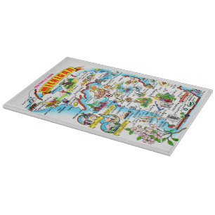 Colourful Vintage Michigan Map Cutting Board