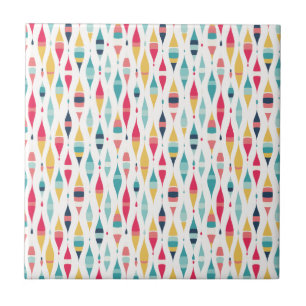 Colourful Vintage Mod Inspired Ceramic Tile