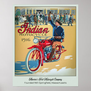 Colourful Vintage Motorcycle Poster