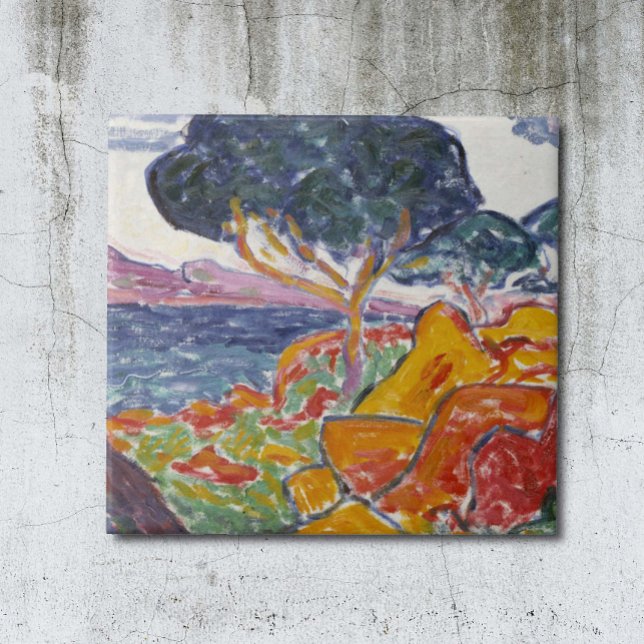 Colourful Vintage Mountain Landscape Painting  Tile (Creator Uploaded)