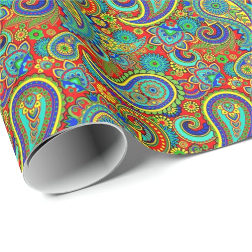 Image of Colourful Vintage Orante Paisley Wrapping Paper