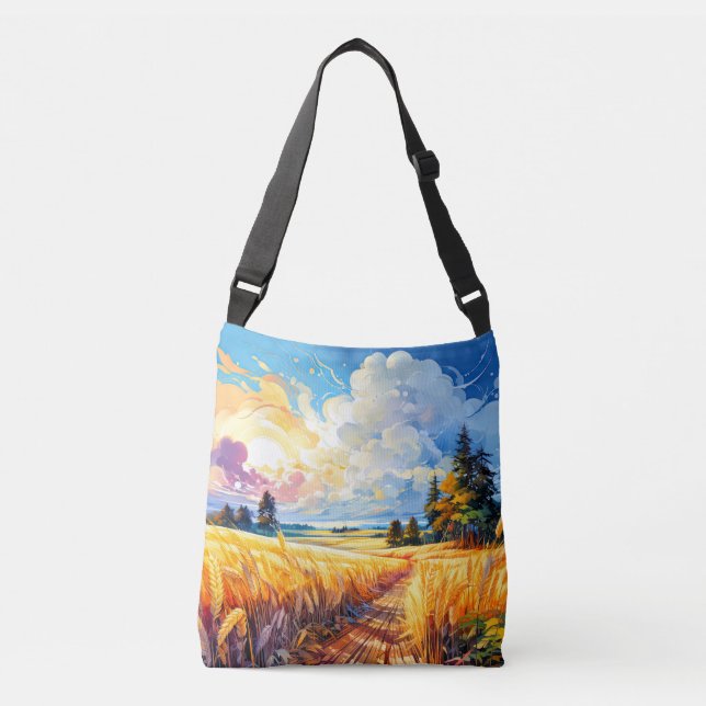 Colourful Vintage Outdoor Illustration Crossbody Bag (Front)