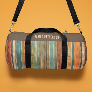 Colourful Vintage Painted Stripes Personalised Nam Duffle Bag