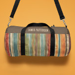 Colourful Vintage Painted Stripes Personalised Nam Duffle Bag<br><div class="desc">Colourful Vintage Painted Stripes Personalised Name Duffle Bag Gym Bag Sports Bag features a colourful painted stripes pattern in green, orange, red, brown and blue. Personalised with your name. Make a great gift for birthday, Christmas, holidays, Father's Day and back to school. Perfect for sports, gym, travel and more. Designed...</div>