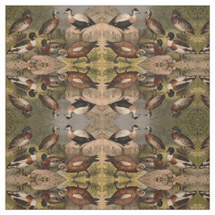 Colourful vintage painting of ducks fabric