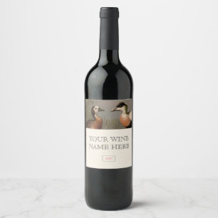 Colourful vintage painting of ducks wine label