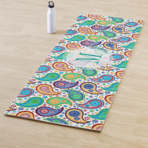 Colourful vintage paisley pattern yoga mat
