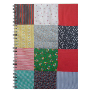 colourful vintage patchwork fabric squares notebook