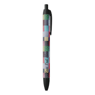 colourful vintage patteren patchwork squares promo black ink pen