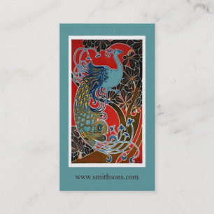 Colourful Vintage Peacock Business Card