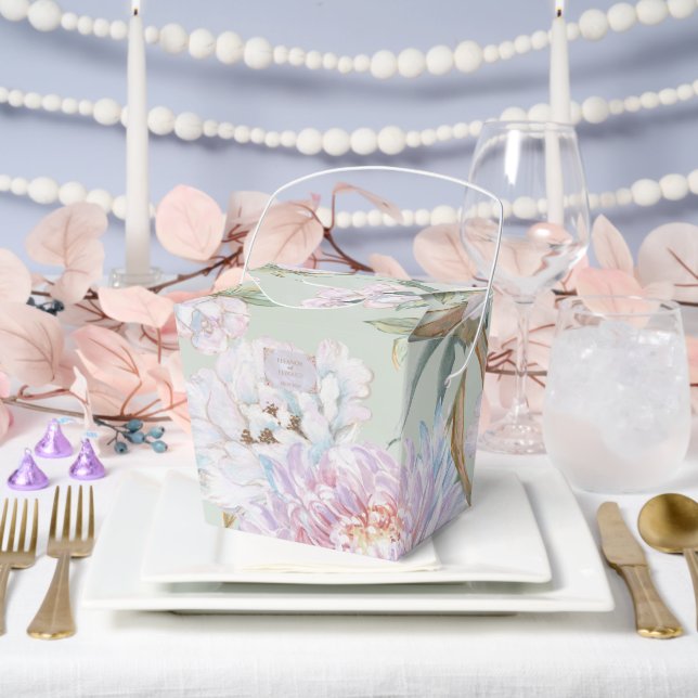 Colourful Vintage Peony Wedding Favour Box (Wedding)