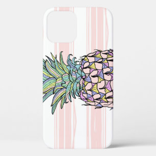 Colourful vintage pineapple illustration. iPhone 12 case