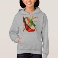 Colourful Vintage Red & Green Parrots Illustration